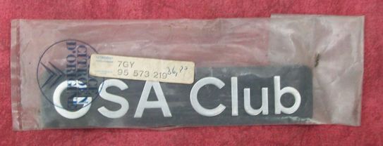 Citroen GSA nameplate Club New old stock