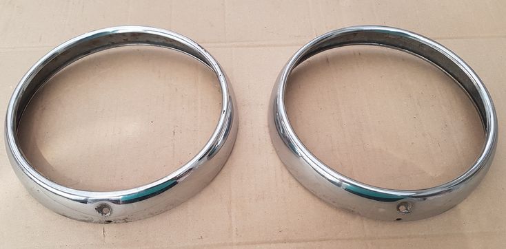 Moskvich 408 chrome headlight ring, a pair used